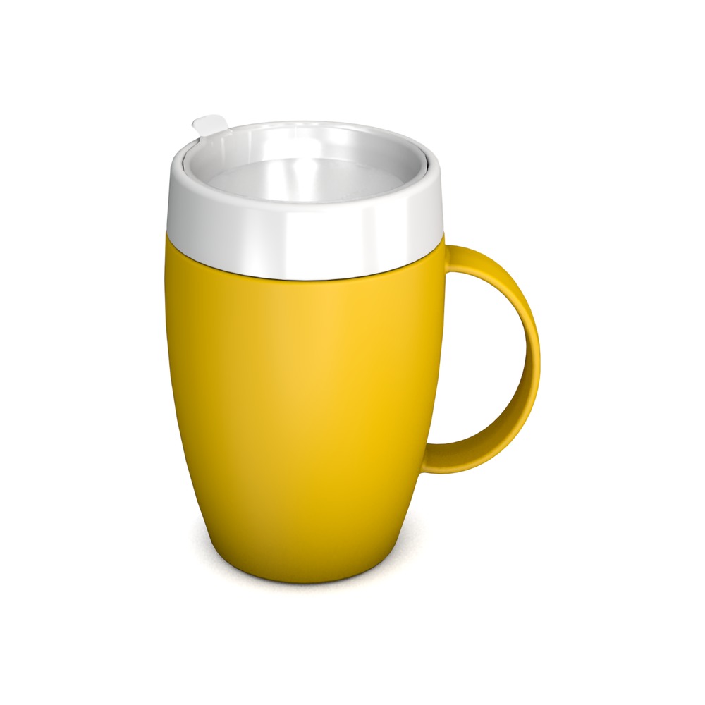 Mug with internal cone and discreet drinking lid
