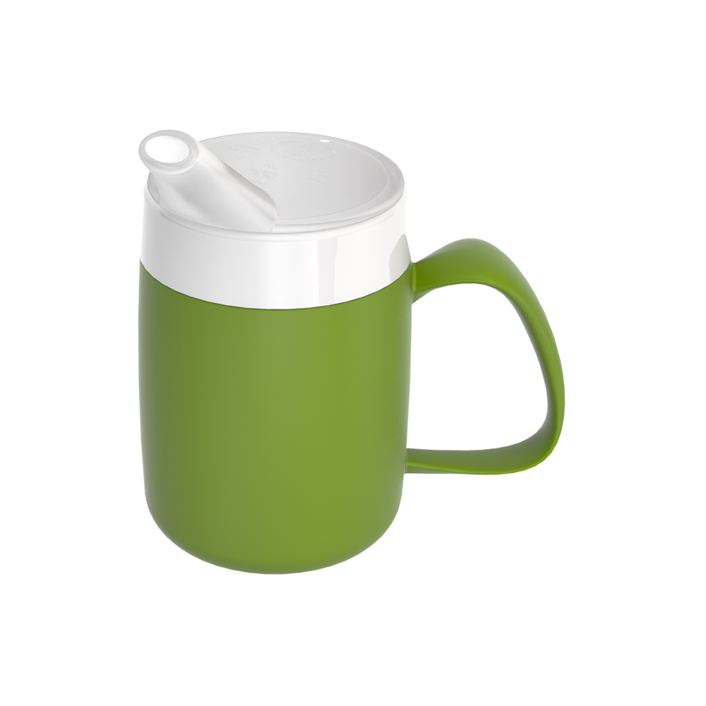 Mug with double wall and spouted lid large opening