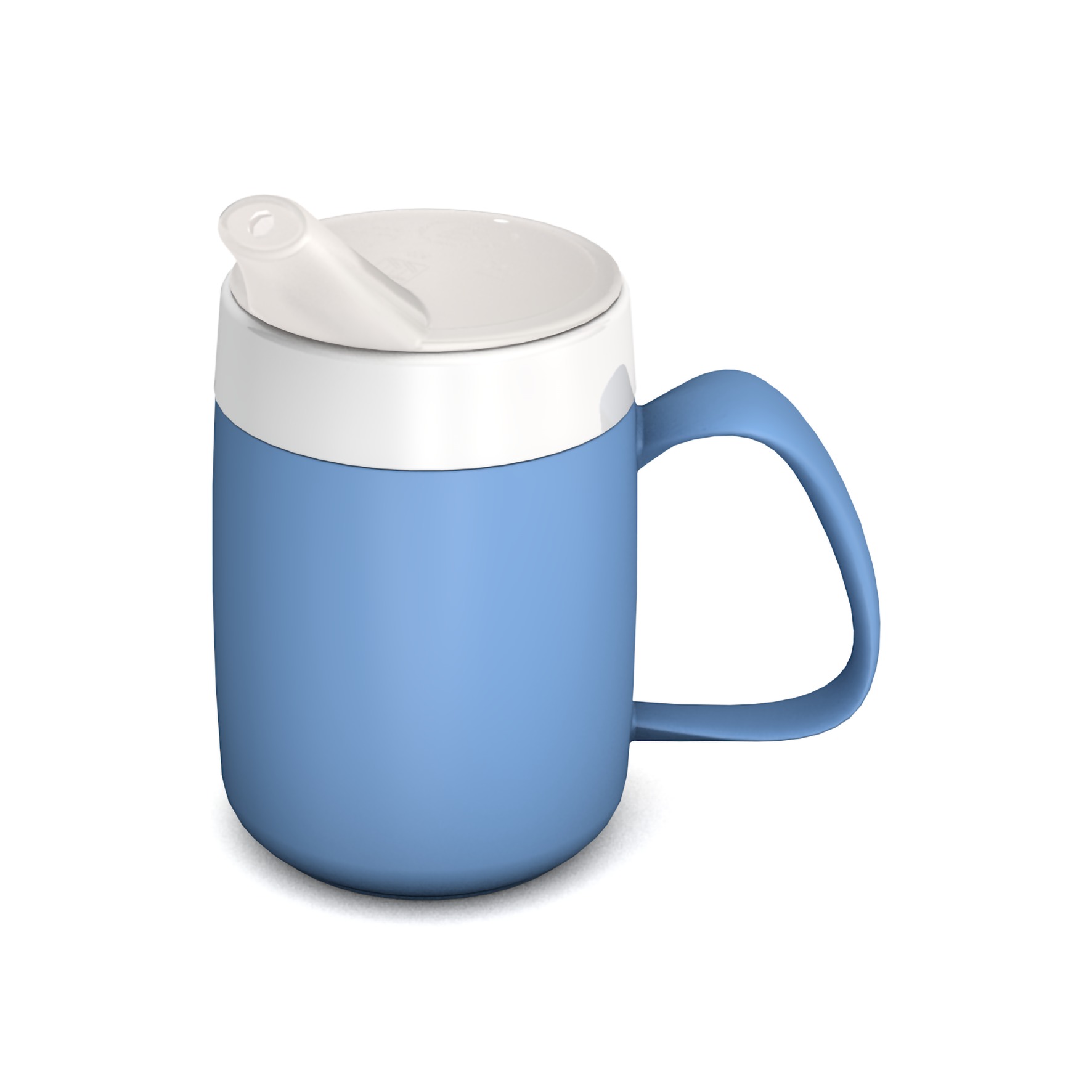 Mug with internal cone and spouted lid, small opening