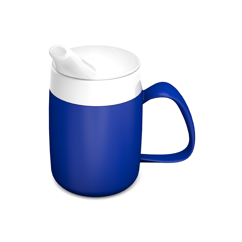 Mug with internal cone and spouted lid, large opening