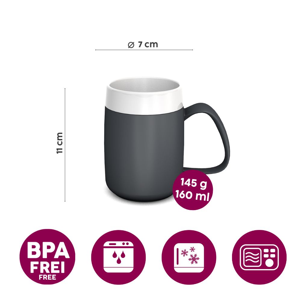 Mug with internal cone and spouted lid, large opening