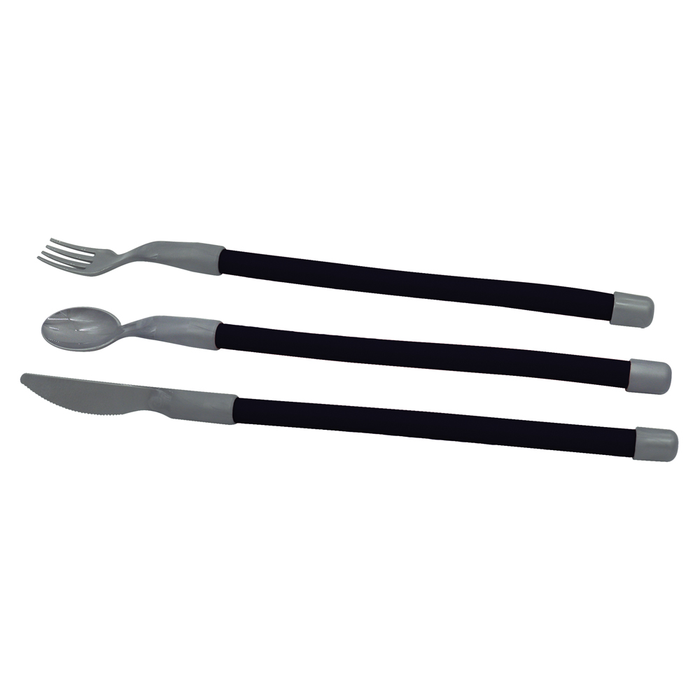 Plastic cutlery set with flexible handles