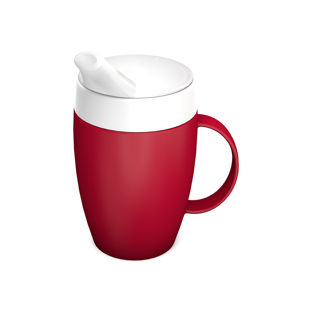 MUG WITH INTERNAL CONE AND SPOUTED LID, LARGE OPENING