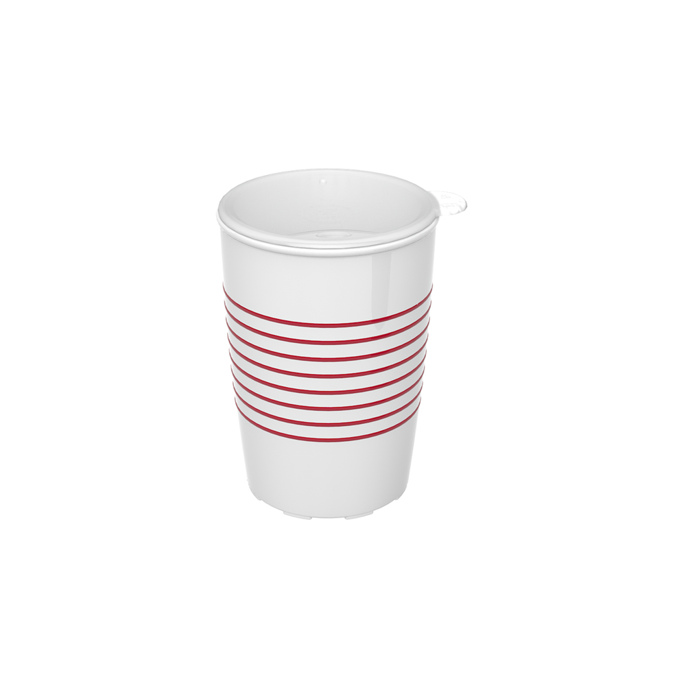 Non-slip cup with rings with drinking lid for straws