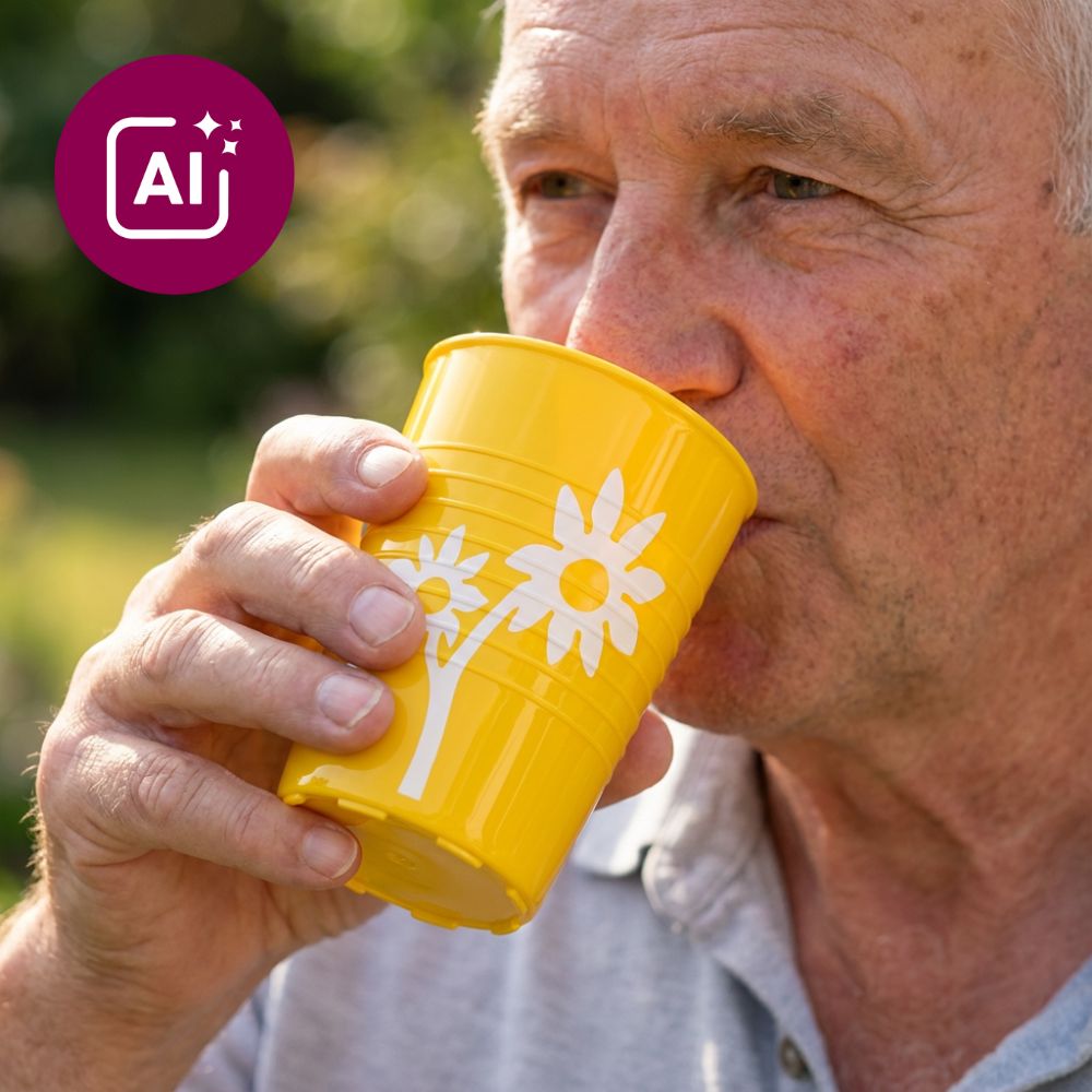 Non-slip cup with flower