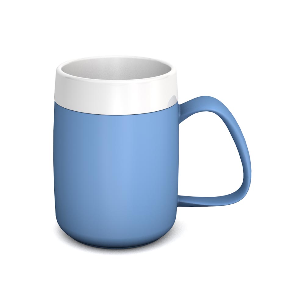 Mug with internal cone and spouted lid, large opening Mug with internal cone and spouted lid, large opening
