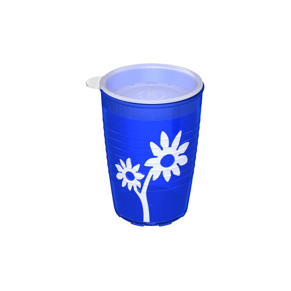 Non-slip cup flower with therapeutic drinking lid