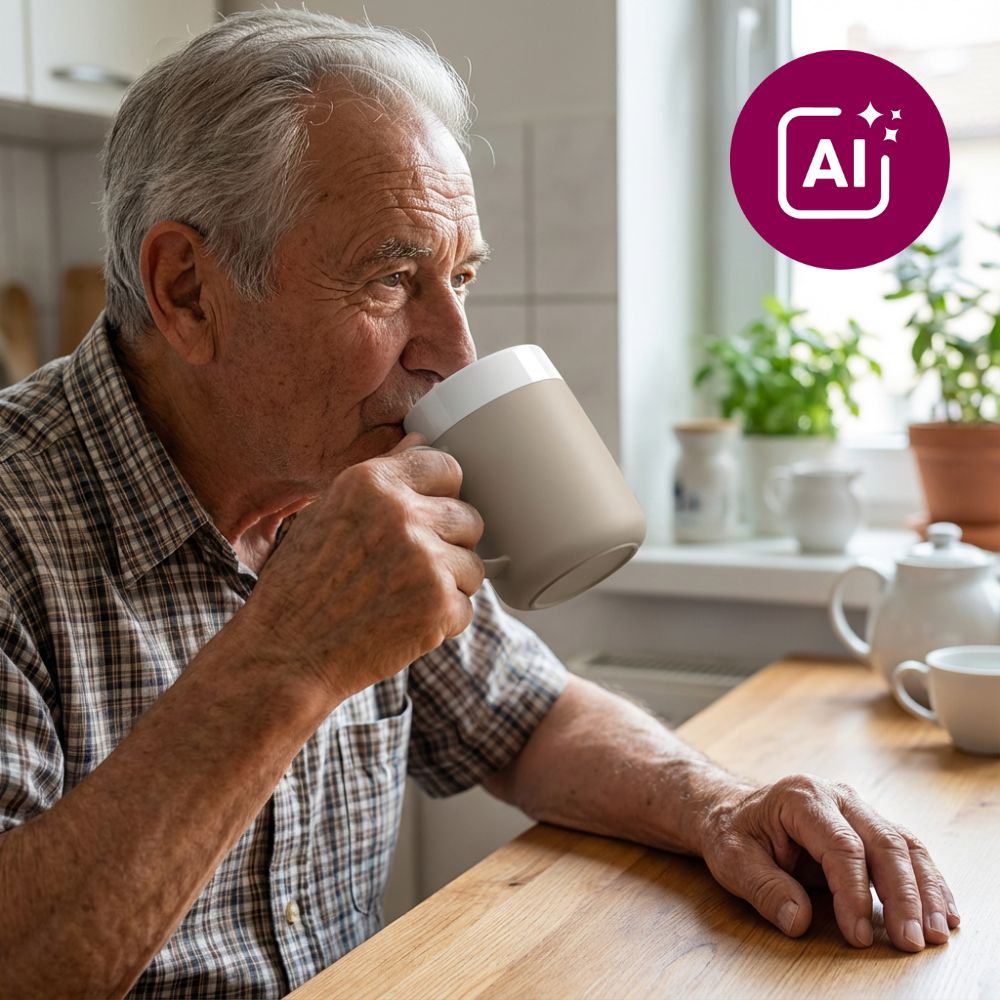 Mug with double wall and therapeutic drinking lid
