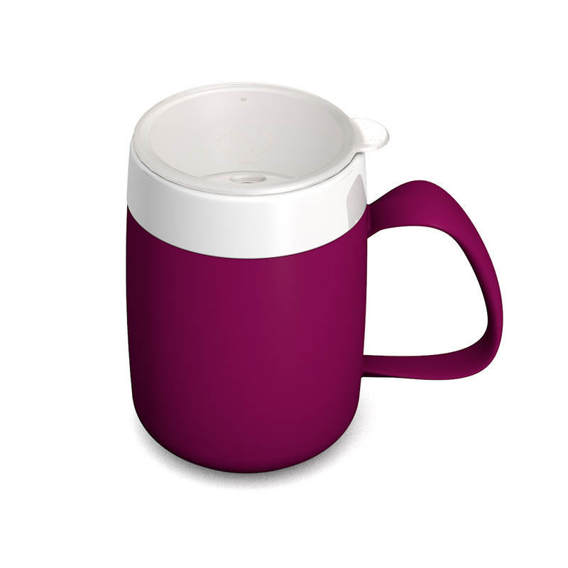 Mug with double wall and drinking lid for straws