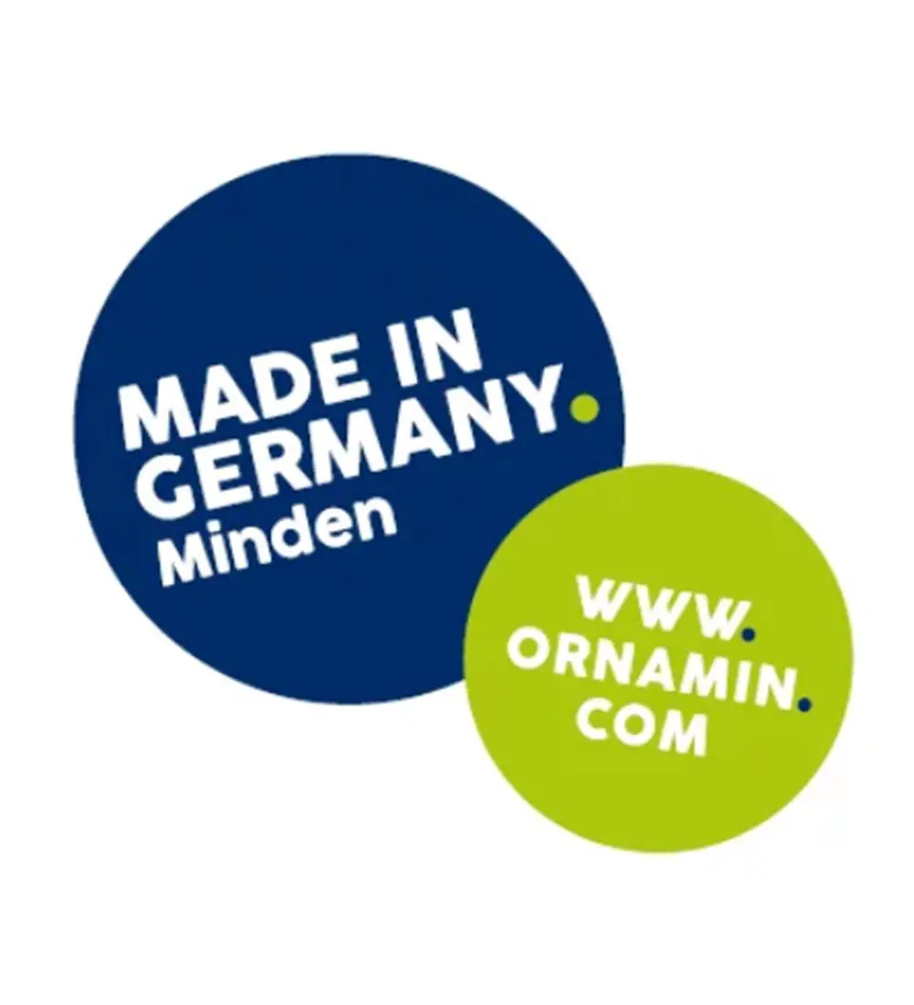 ORNAMIN Untenehmenspräsentation Logo mit Aufschrift: Made in Germany Minden