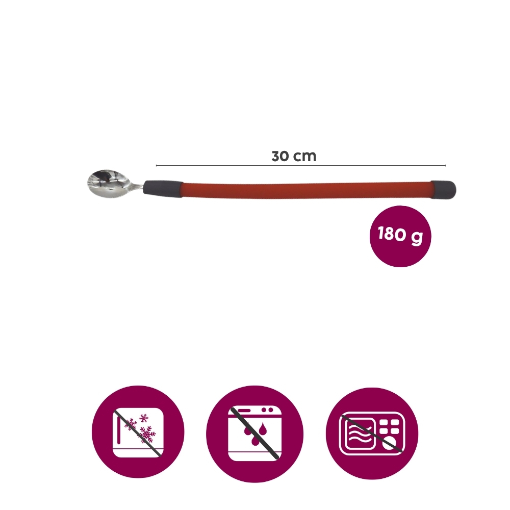 Stainless steel children`s spoon with flexible handle