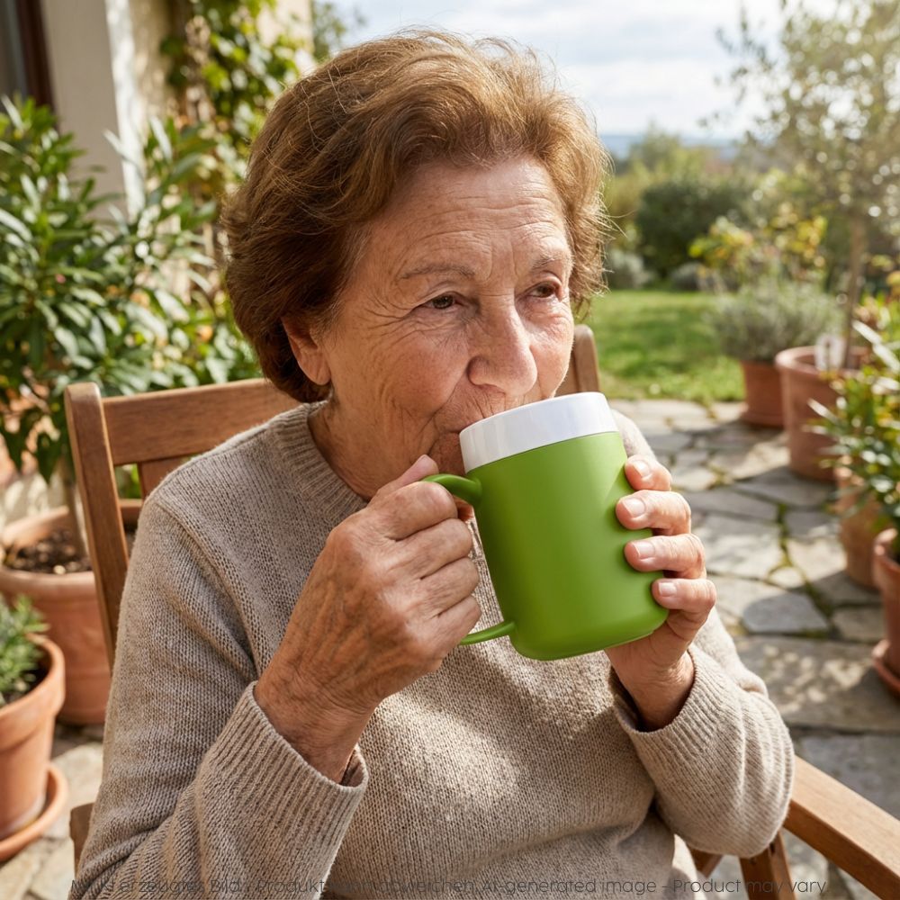 Mug with double wall and spouted lid small opening