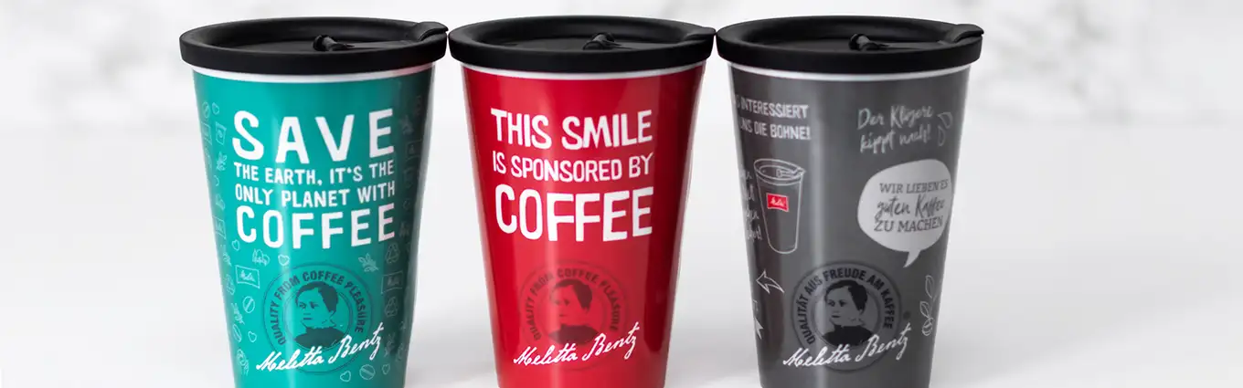 ORNAMIN-Referenzen-Melitta-Coffee-to-go-Mehrwegbecher ORNAMIN-To go Great Gloria Becher mit Dekor und Deckel-Mehrwegbecher
