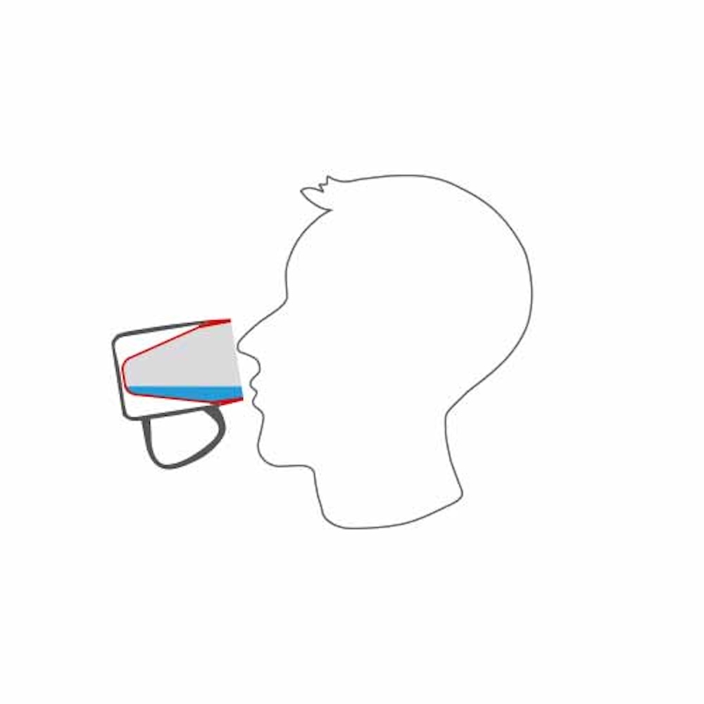 Illustration von einem ORNAMIN Pflegebecher mit Trink-Trick