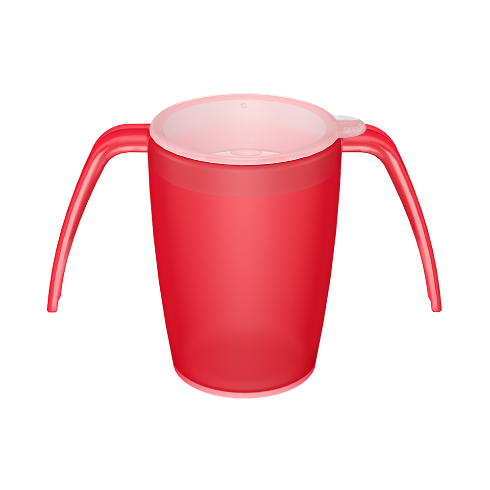 Two handled mug with drinking lid for straws
