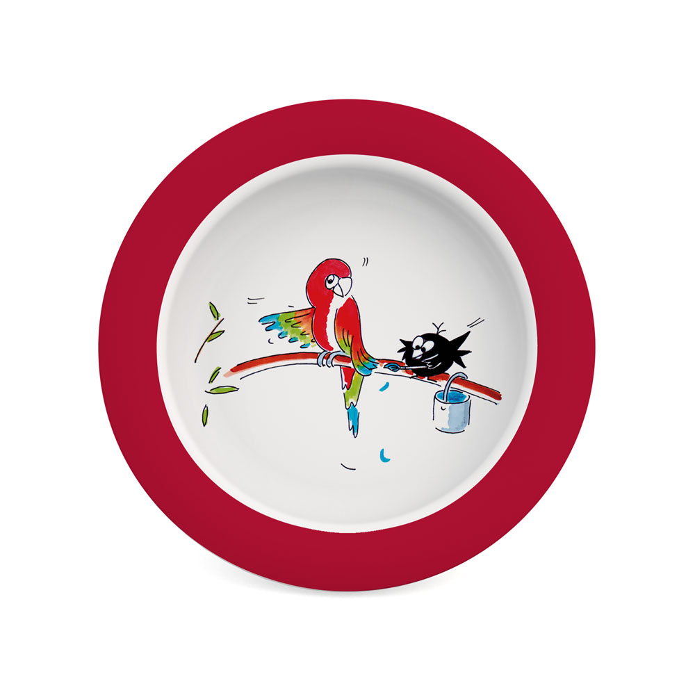 Small plate with sloped base for children