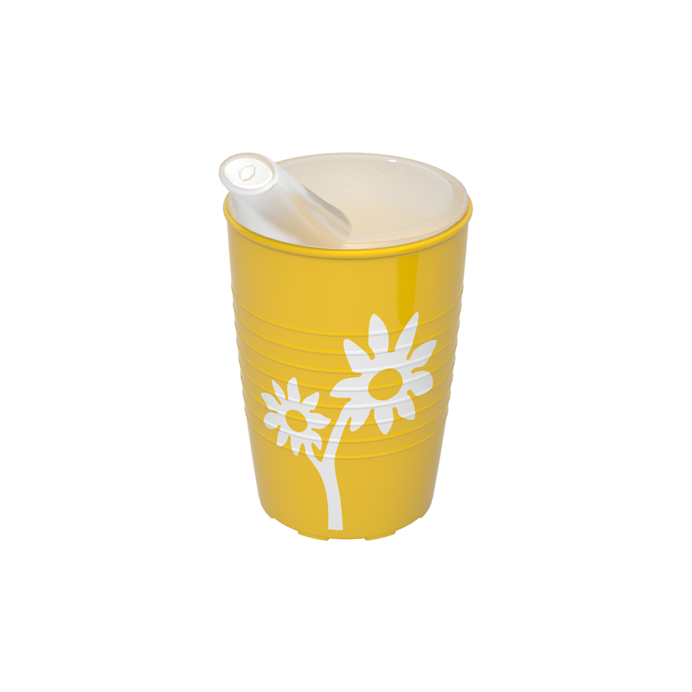 Non-slip cup flower with spouted lid small opening