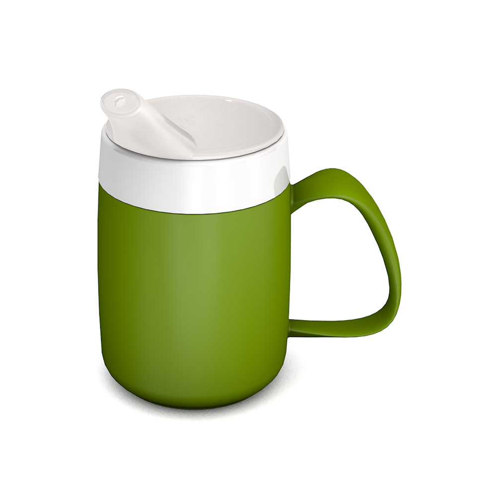 Mug with double wall and spouted lid small opening