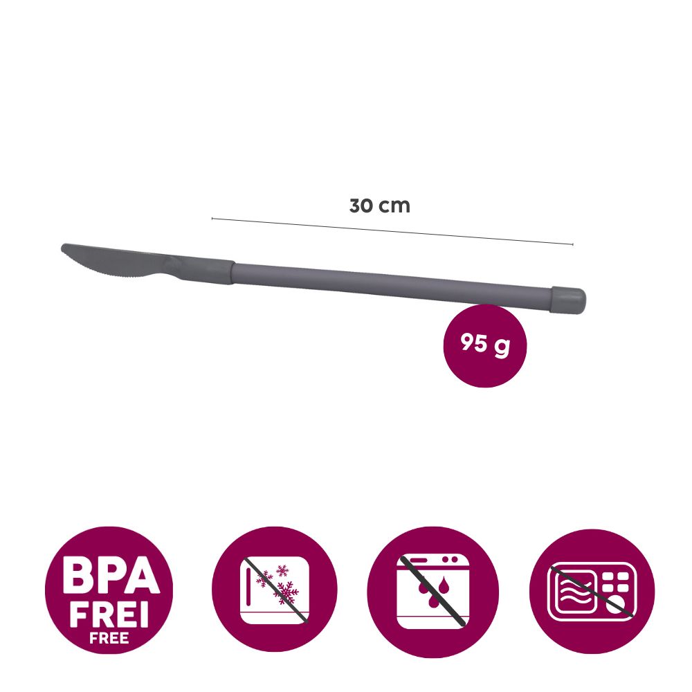 Plastic knife with flexible handle