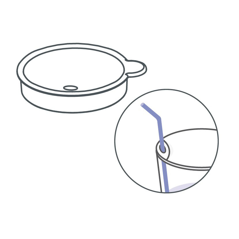 Mug with double wall and drinking lid for straws