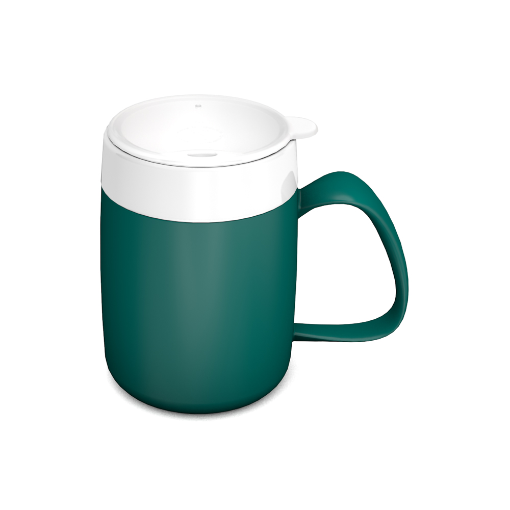 MUG WITH DOUBLE WALL AND DRINKING LID FOR STRAWS