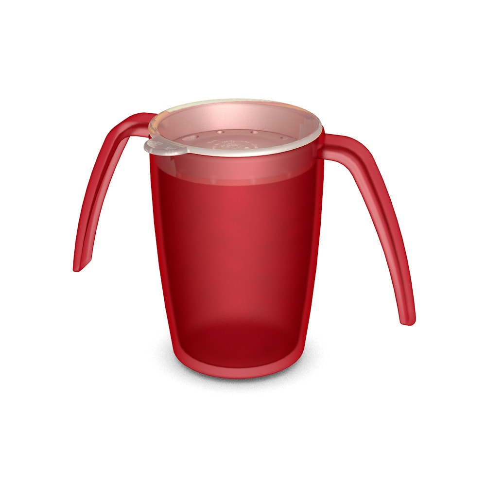 Two Handled Mug with Drinking Lid, all-round openings