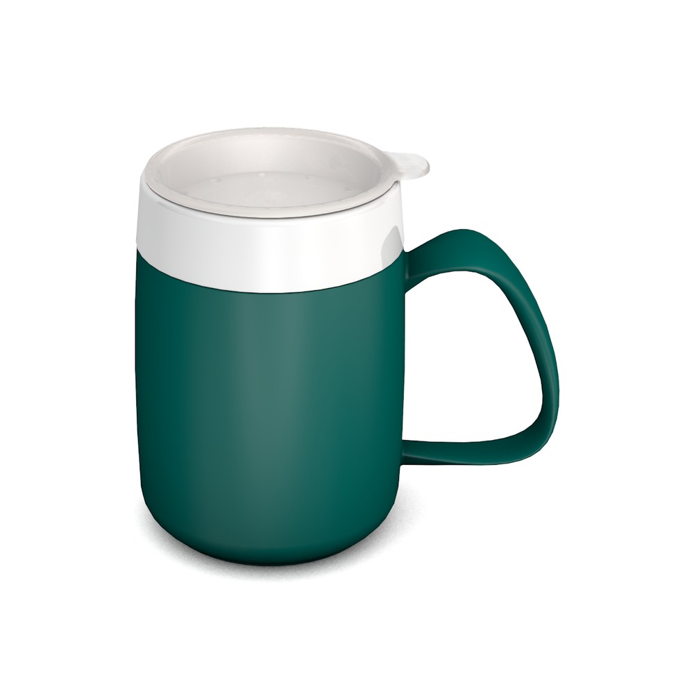Mug with double wall and therapeutic drinking lid