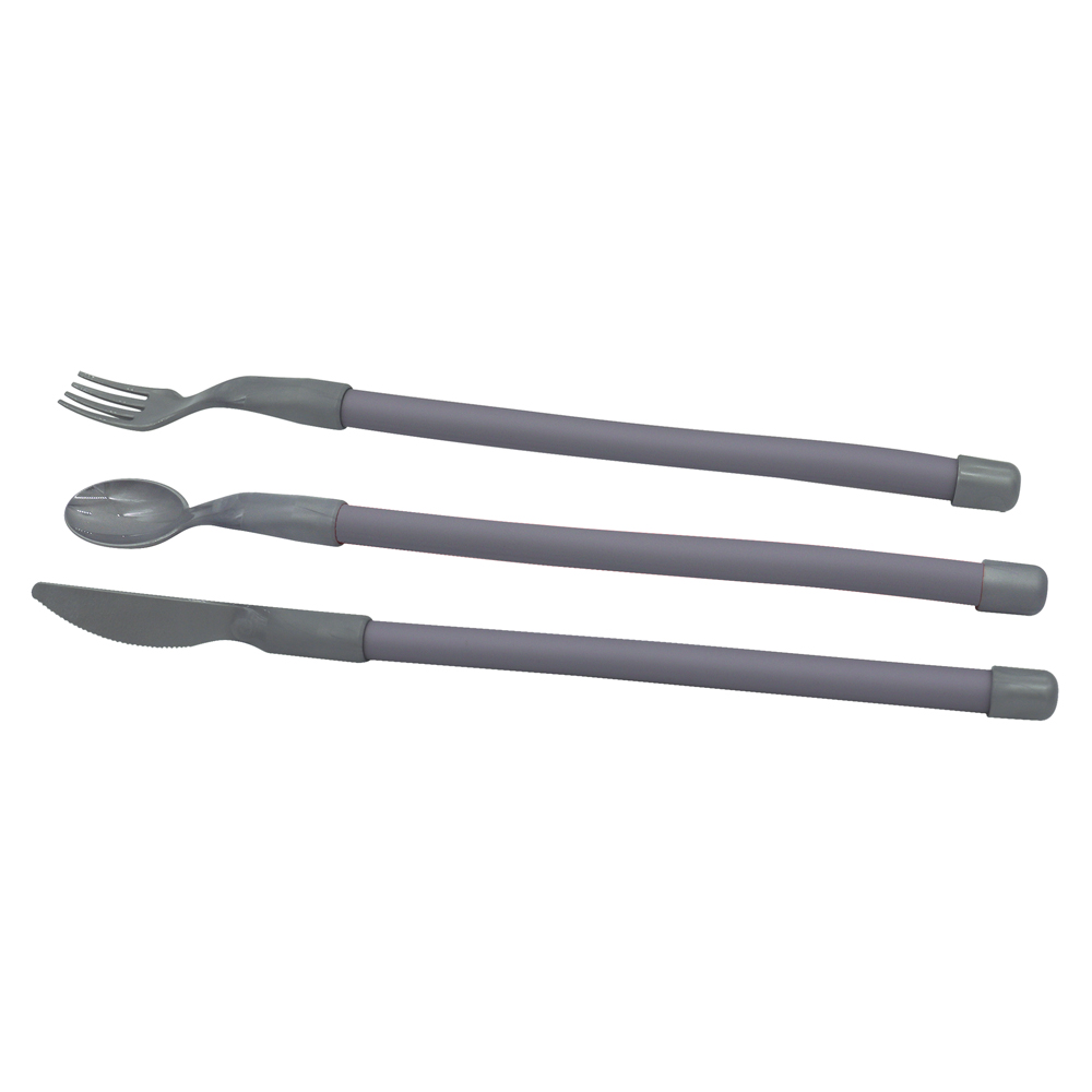 Plastic cutlery set with flexible handles