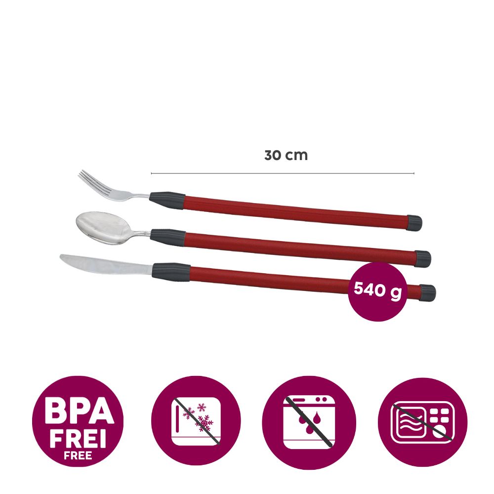 Stainless steel cutlery set with flexible handles