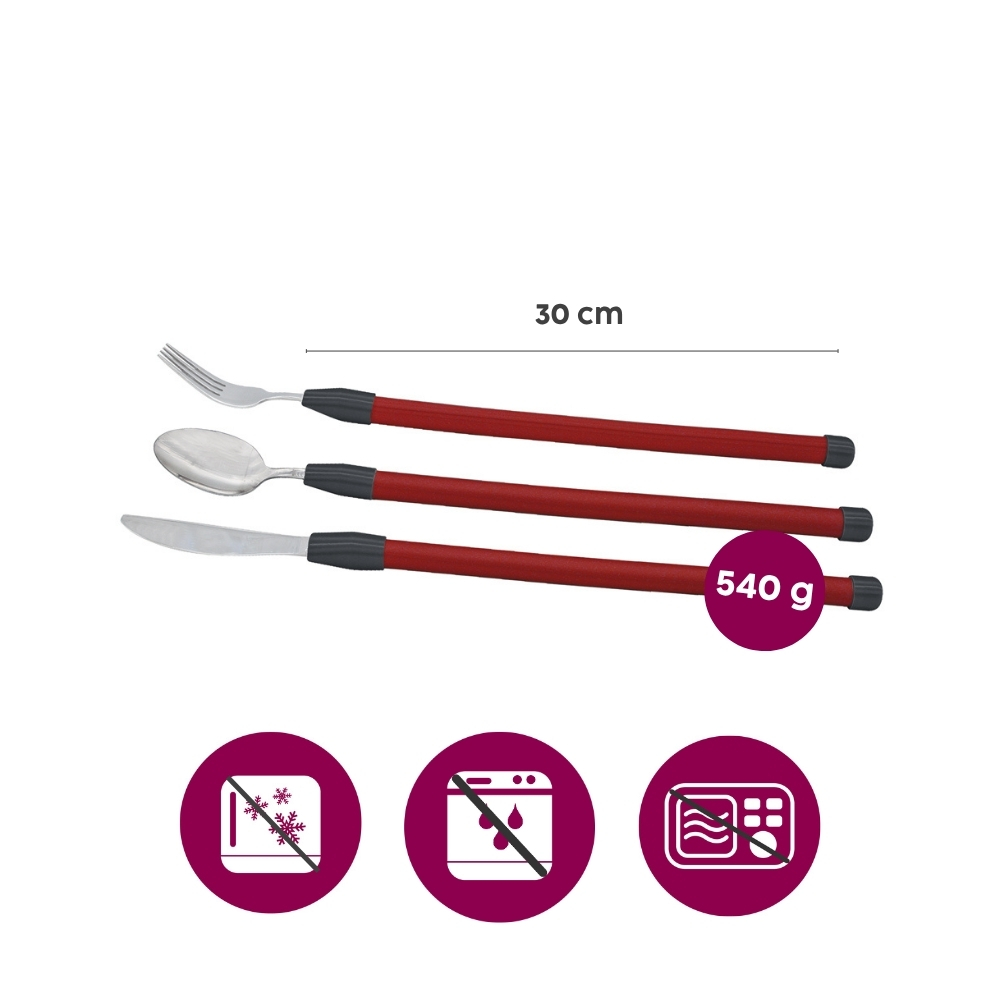 Stainless steel cutlery set with flexible handles