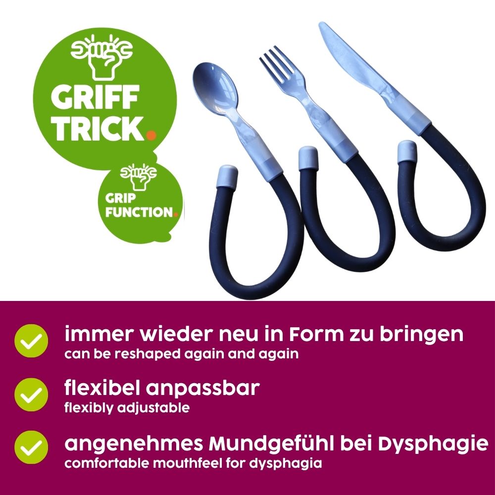 Plastic cutlery set with flexible handles